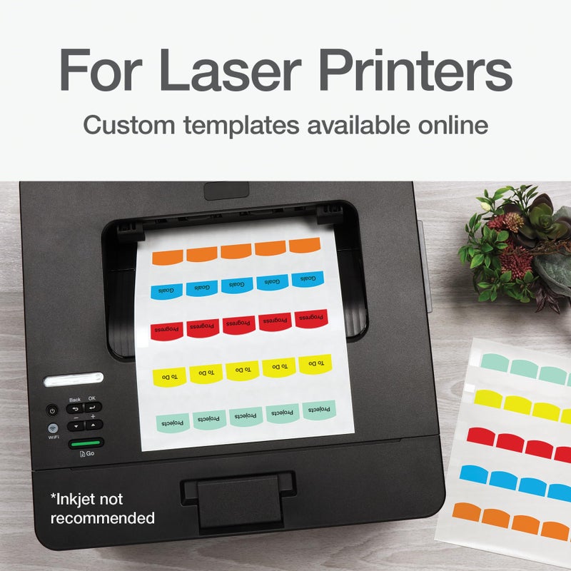 Redi-Tag Laser Printable Tabs  Permanent Index Tabs  Customizable Adhesive Labels  5 Assorted Colors: Yellow  Red  Blue  Green  Orange  1.125"" x 1.25""  375 Per Pack (B39020) - Image 3